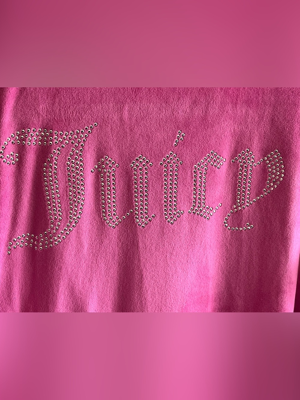 Juicy Couture Pink Velour Button Down Sleep Shirt Nightgown Rhinestone